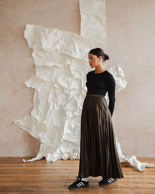 GREEN PLEATED SKIRT